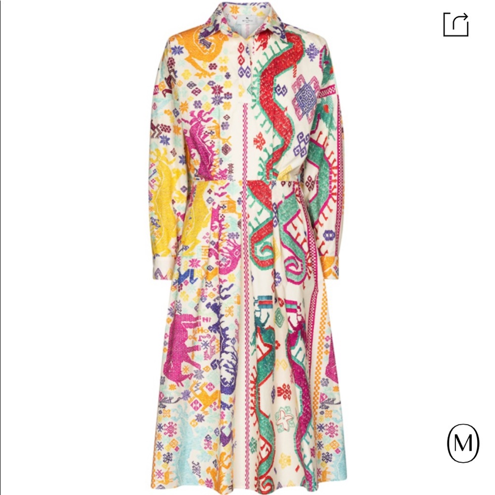 ETRO
Vulcano Print Long Sleeve Cotton Dress 46 NWT - Picture 13 of 16